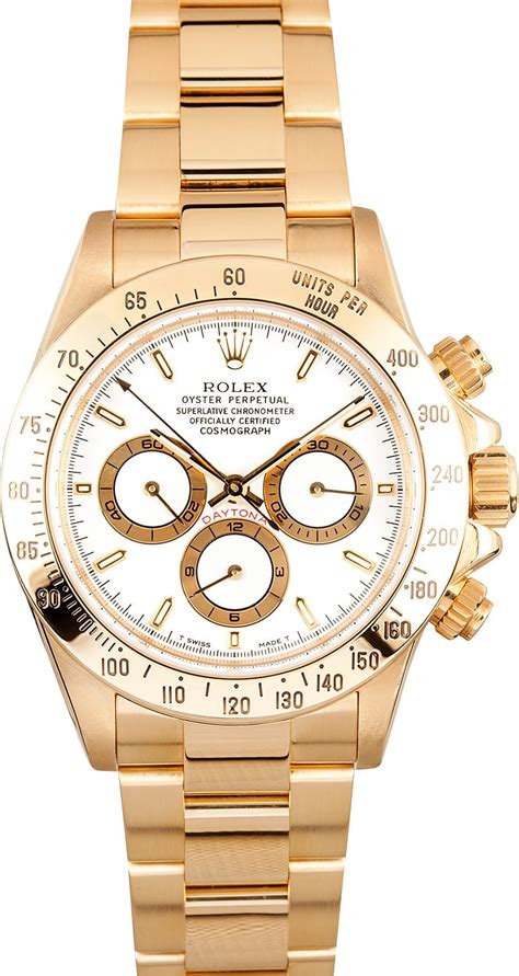 rolex 18k yellow gold daytona 40mm white dial oyster bracelet|who sells rolex watches.